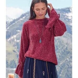 Sundance Samantha chenille boat neck split flare sleeve sweater XL